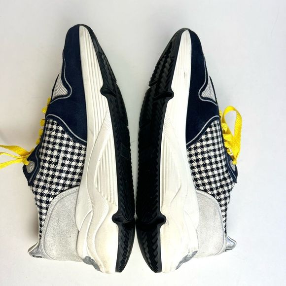 Golden Goose Running Sole Sneakers in Navy/White Check and Yellow Star Sz 38, US - Picture 6 of 12